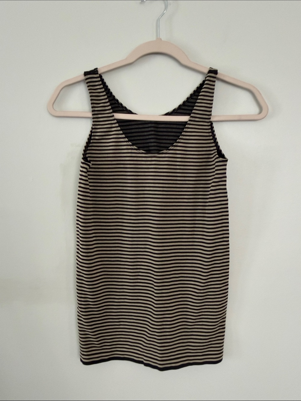 Striped Black and Tan Sleeveless Tank Top